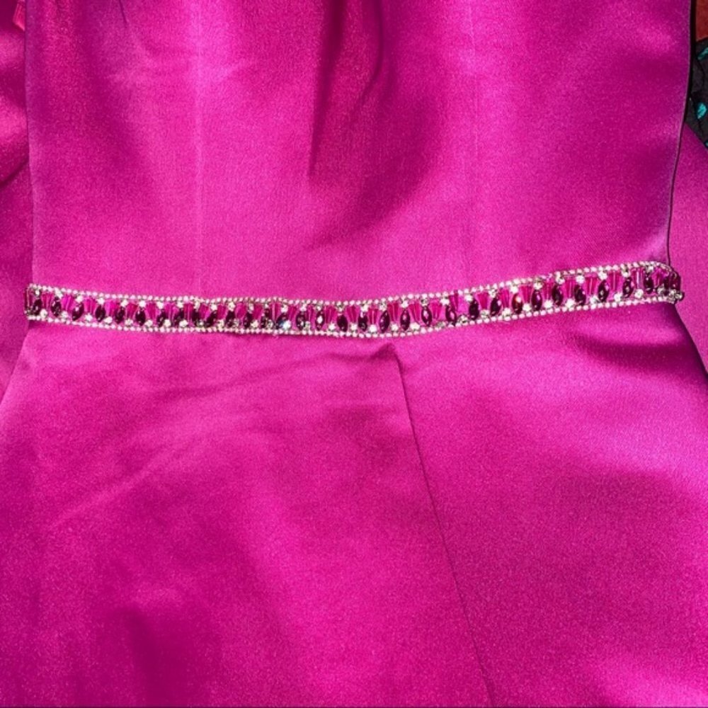 NEW Glamour Terani Couture Pink Fuchsia Off The Shoulder Beaded Gown Dress Prom - Picture 8 of 14